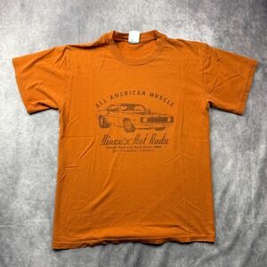Gildan Mens Vinces Hot Rods Graphic T-Shirt Orange All American Muscle Size M